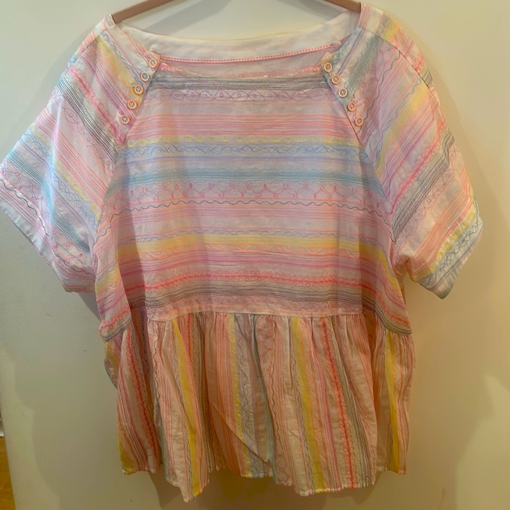 Rainbow peplum blouse by Anthropologie- like new! 1x